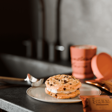 ice cream tub and cookies