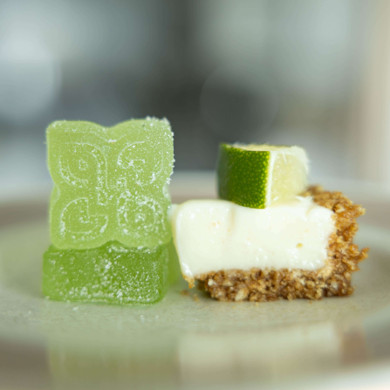 key lime slice next to gumy