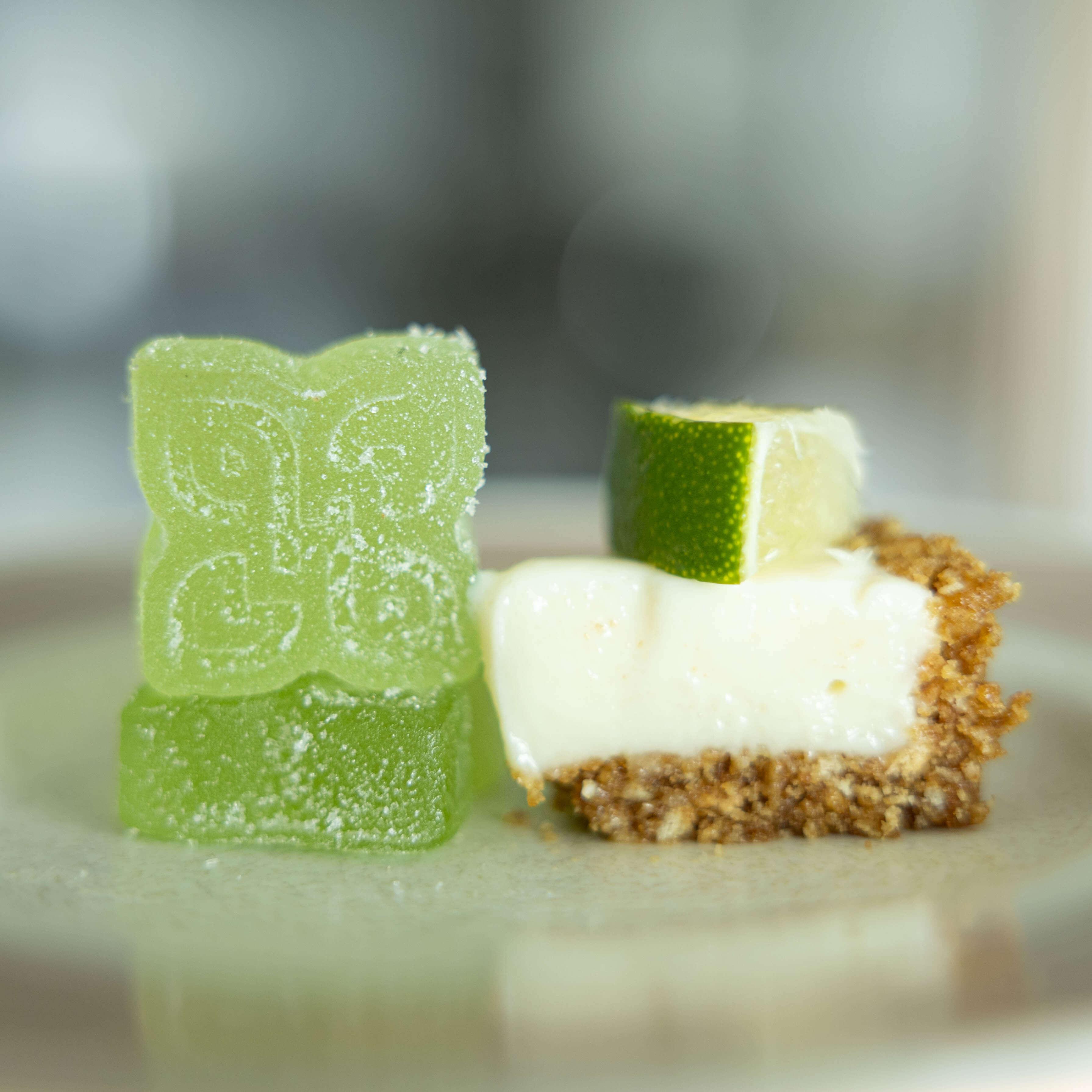 key lime slice next to gumy