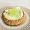 key lime pie with a lime slice and gummy