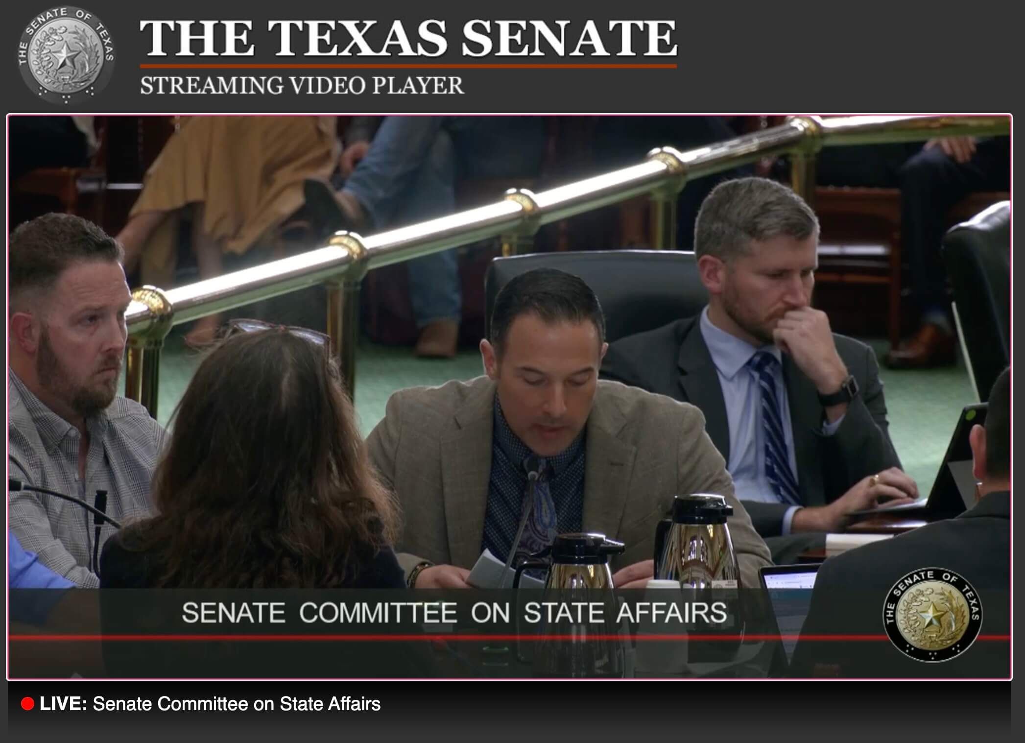 Lukas testifying at the public hearing of SB3