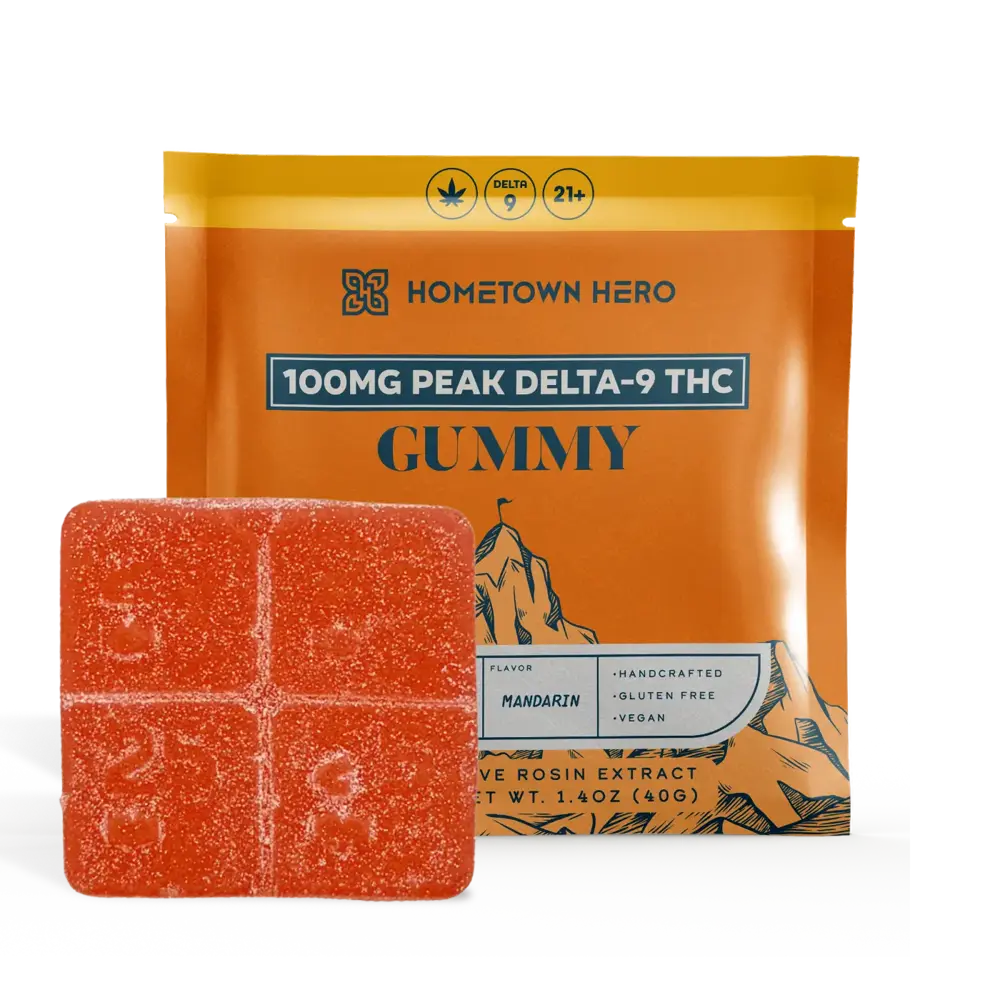 Mandarin Sour Diesel - Peak Delta-9 Gummy and packaging