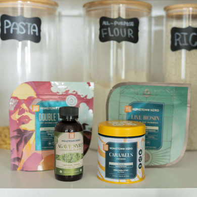 assorted thc products on a counter