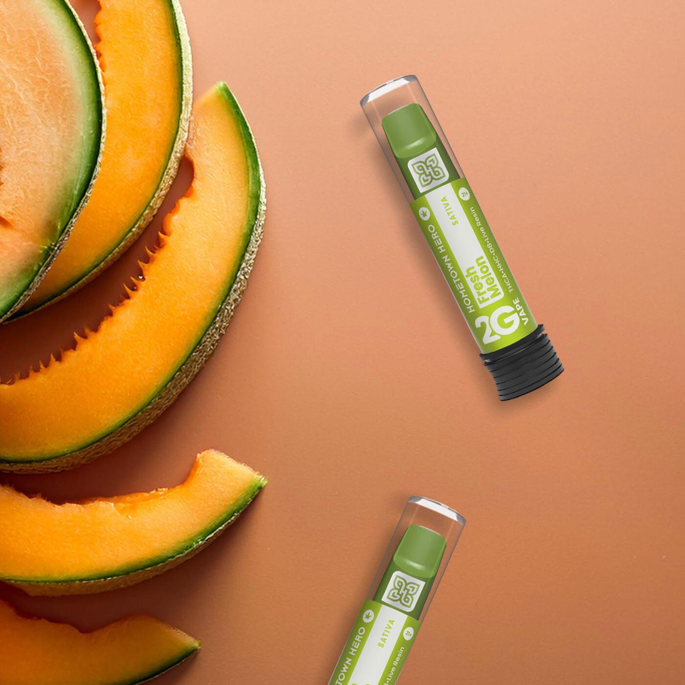 fresh melon slices and a vape