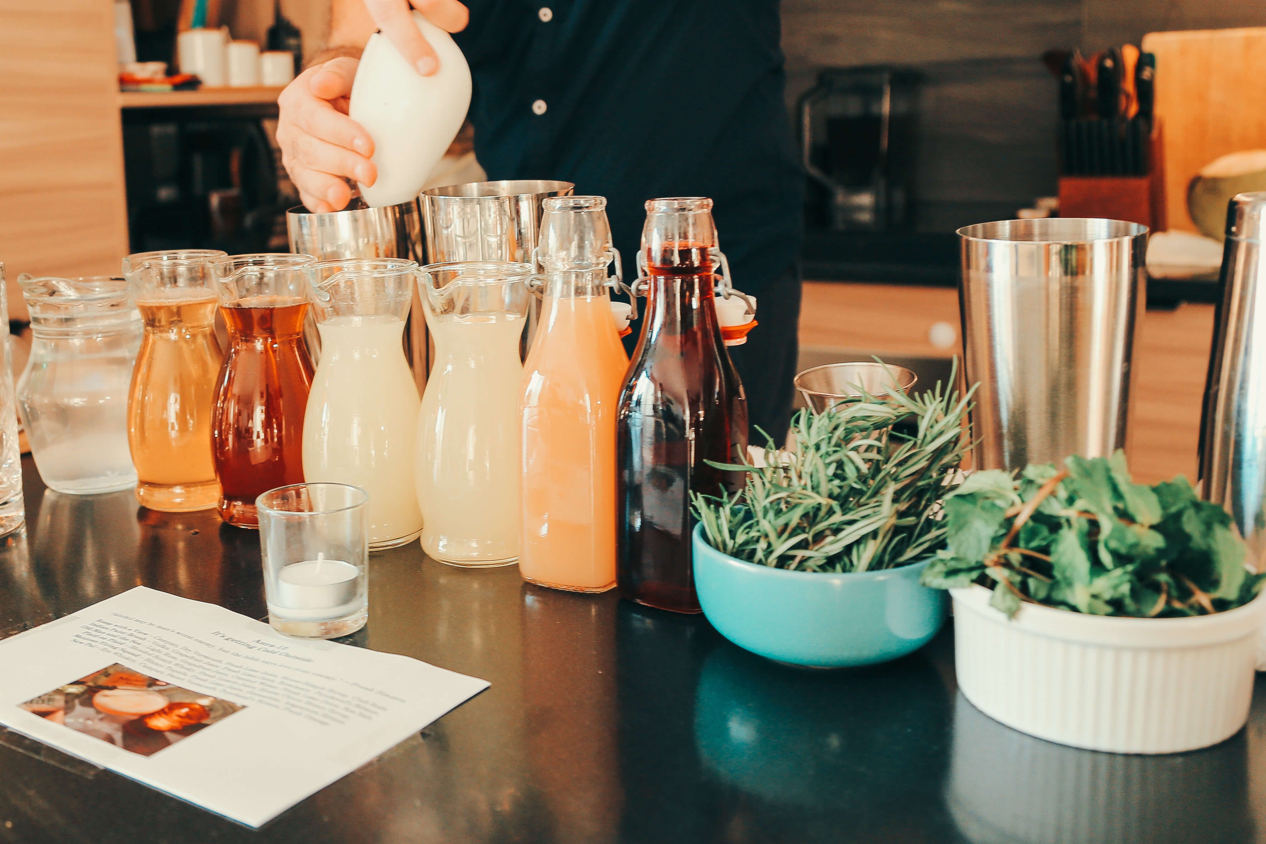 at home bar drinks making