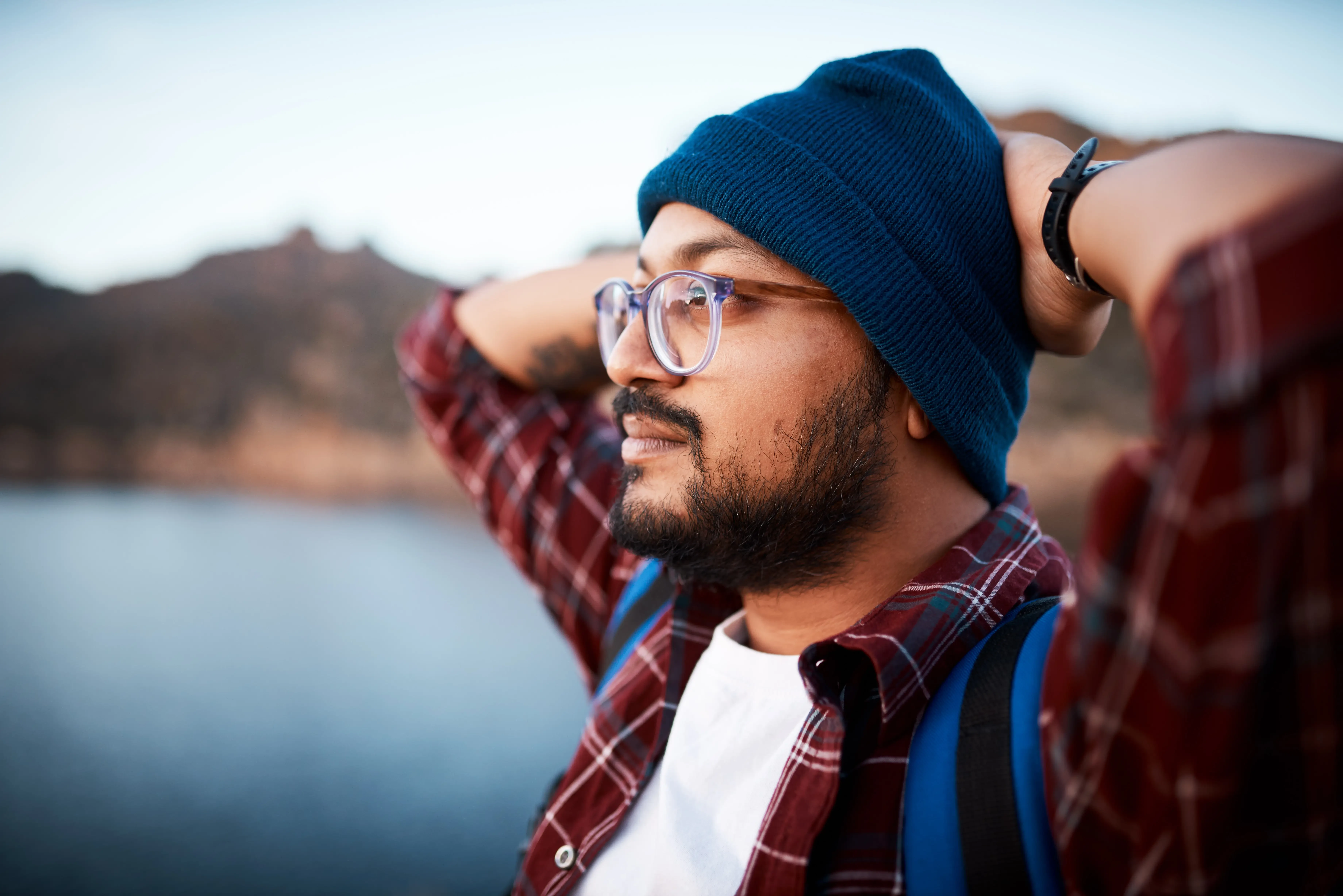 man admiring nature