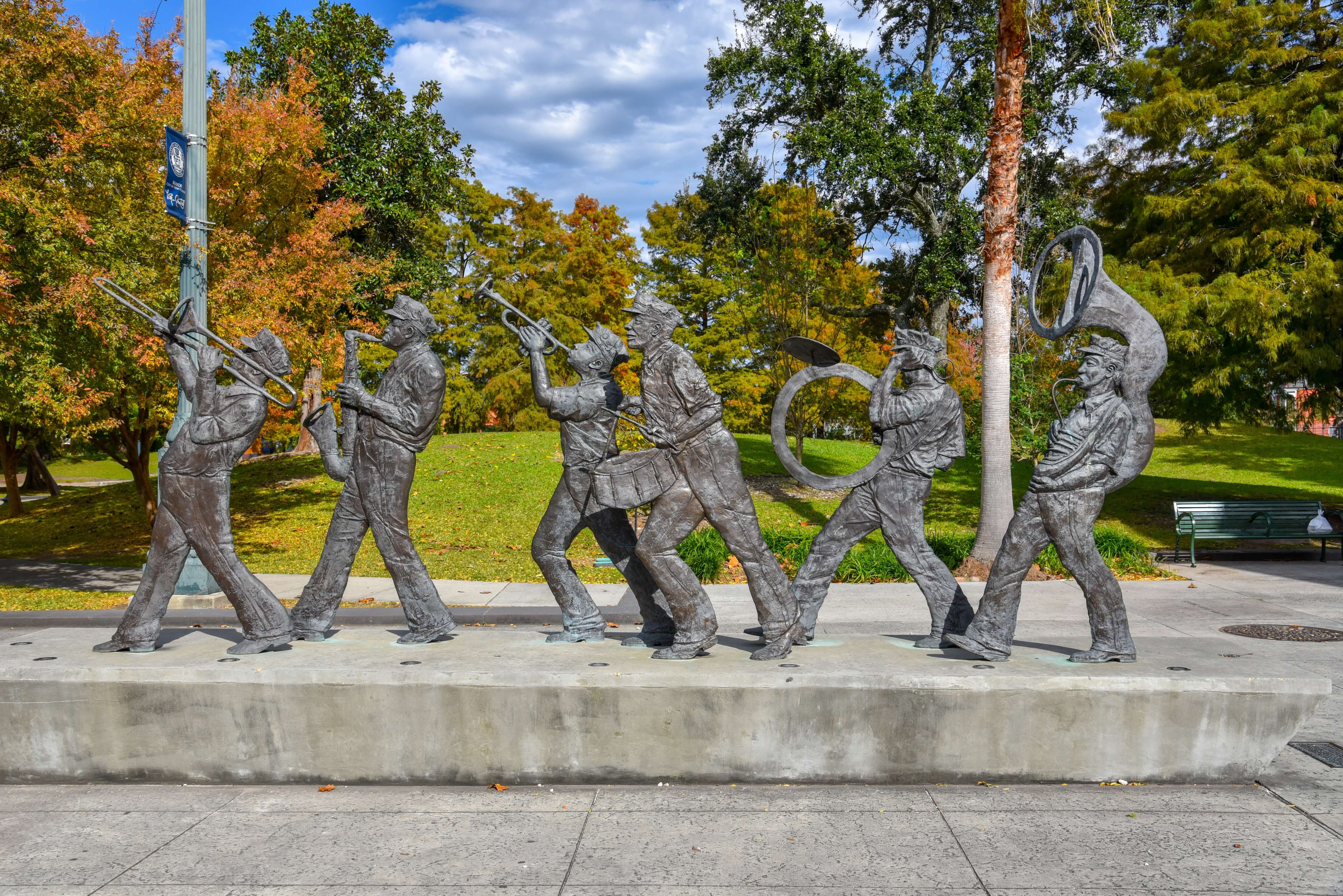 Sculpture of a music band in the Louis Armstrong park in NOLA (USA)