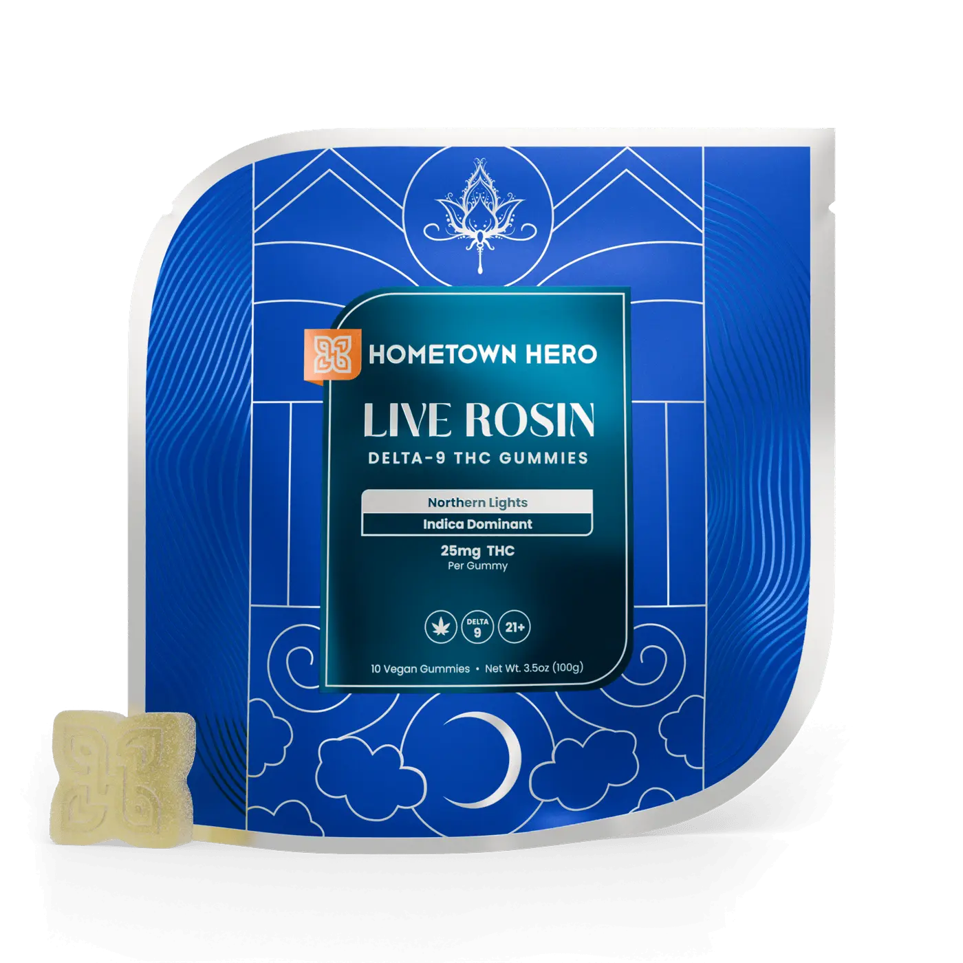 Pack of Northern Lights Indica Live Rosin Gummies with Delta-9 THC