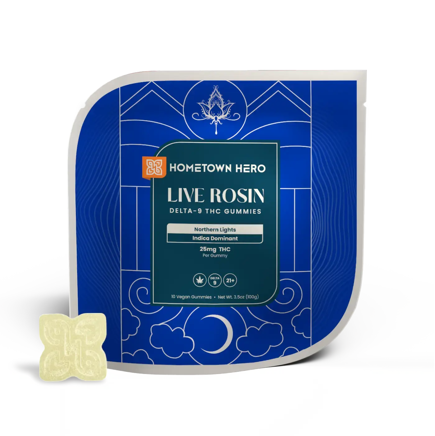 Pack of Northern Lights Indica Live Rosin Gummies with Delta-9 THC