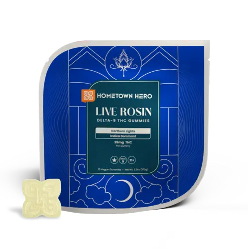 Pack of Northern Lights Indica Live Rosin Gummies with Delta-9 THC