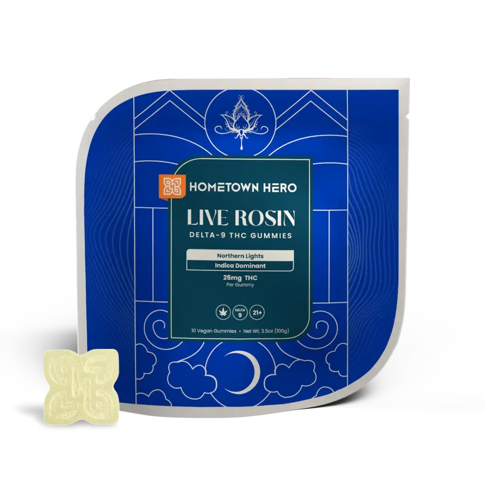 Pack of Northern Lights Indica Live Rosin Gummies with Delta-9 THC
