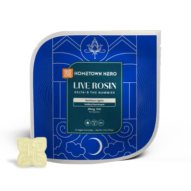 Pack of Northern Lights Indica Live Rosin Gummies with Delta-9 THC