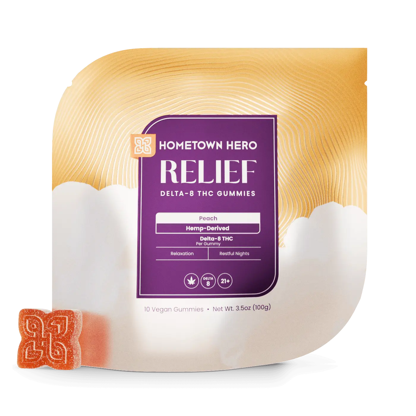 Peach Delta-8 THC Gummies 25mg Bag