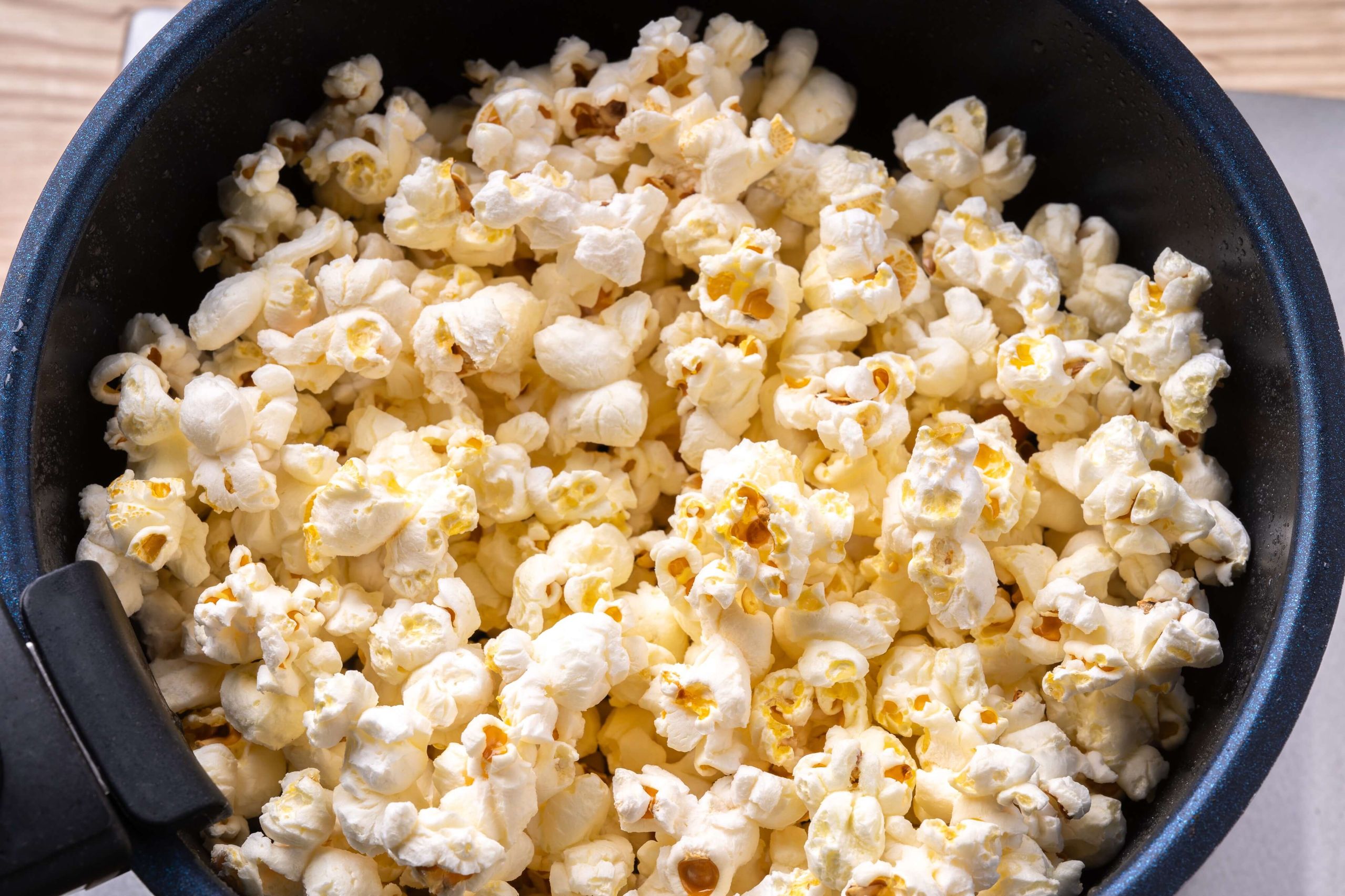 Popped corn in a pan