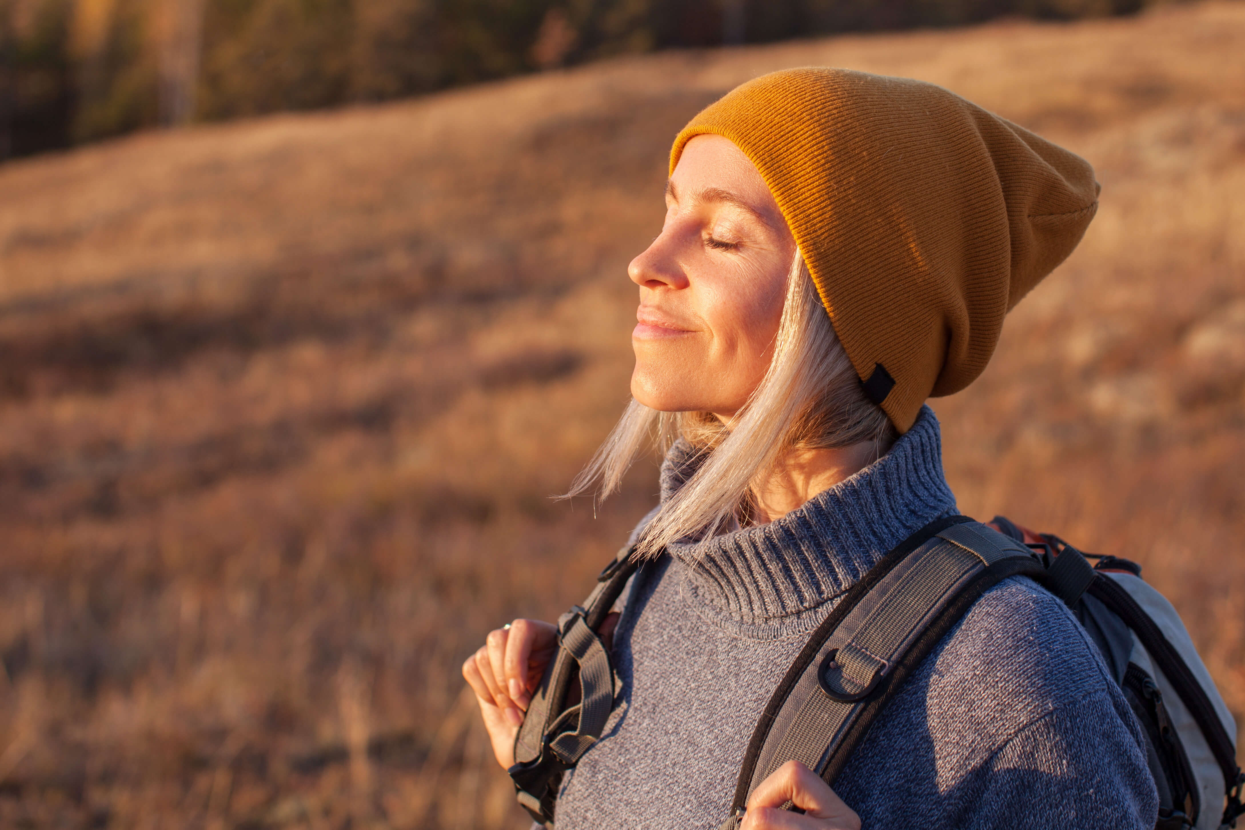 woman relaxed, serene