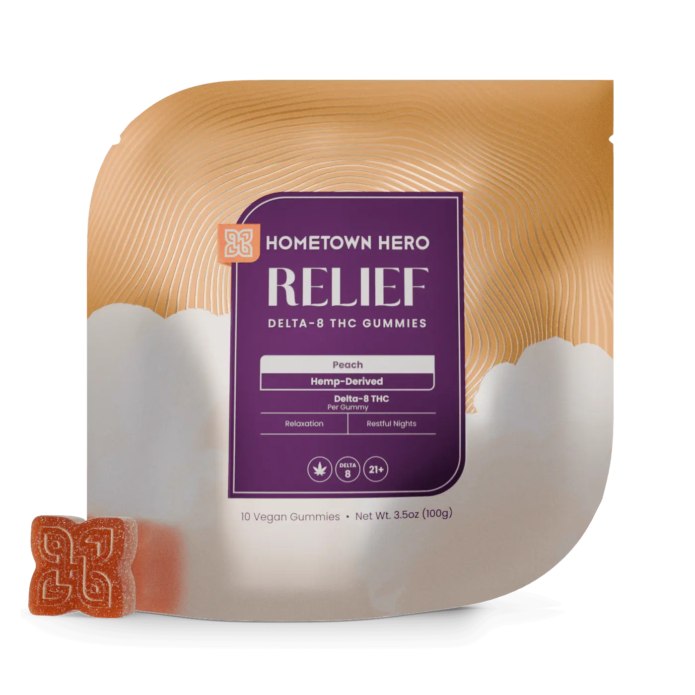 Peach Delta-8 THC Gummies 25mg Bag