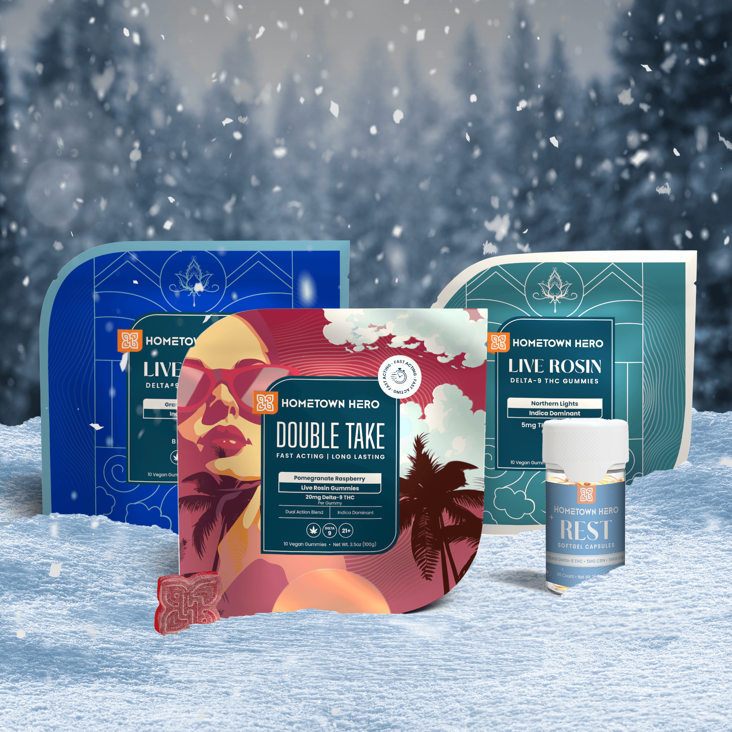 indica and sleep centered products in the snow