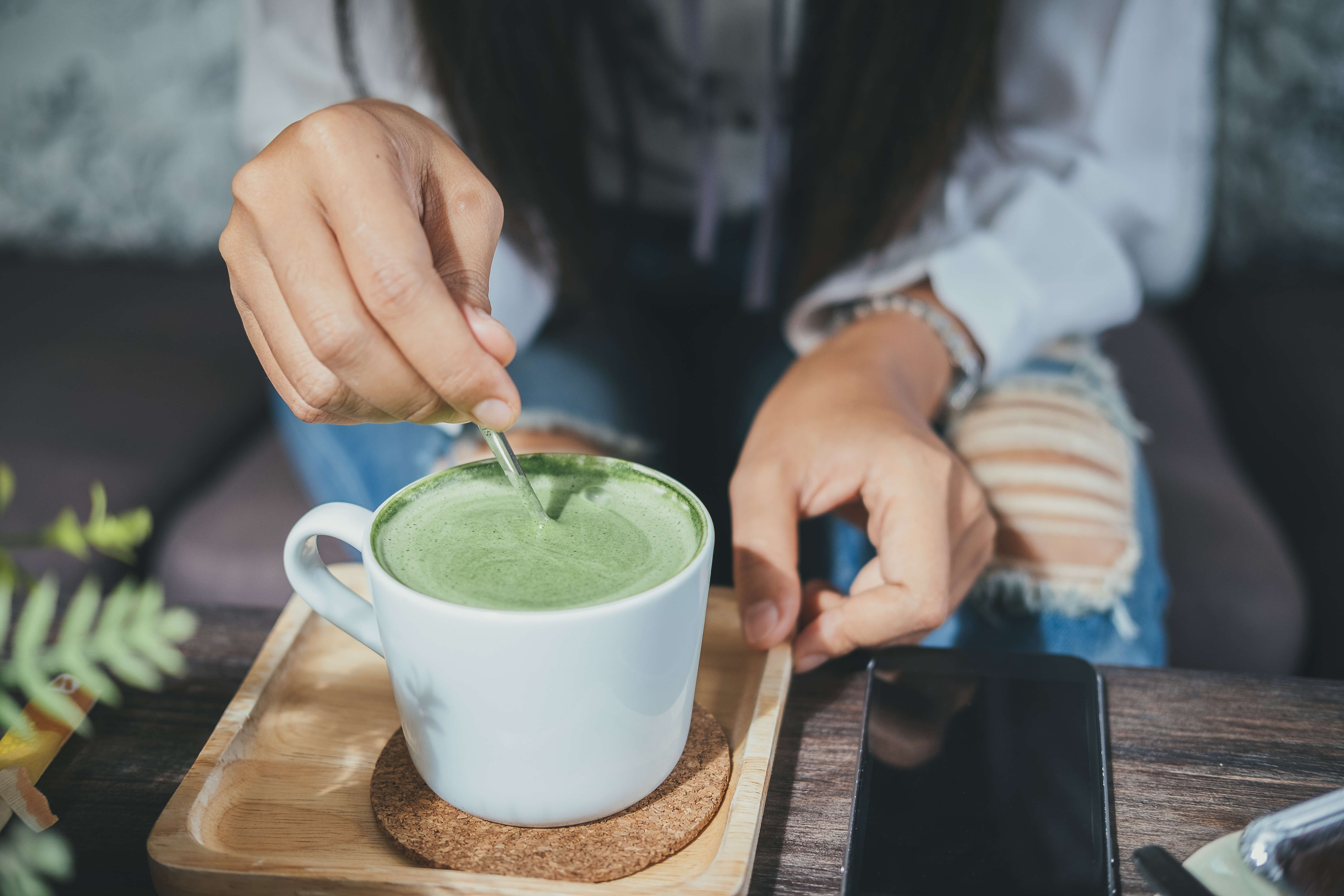 hand stirring matcha