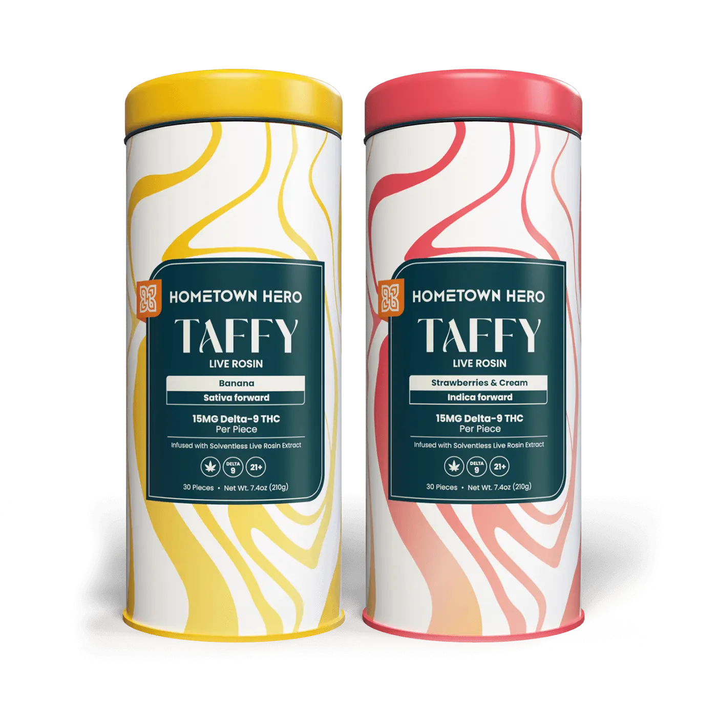 strawberry and banana taffy tins