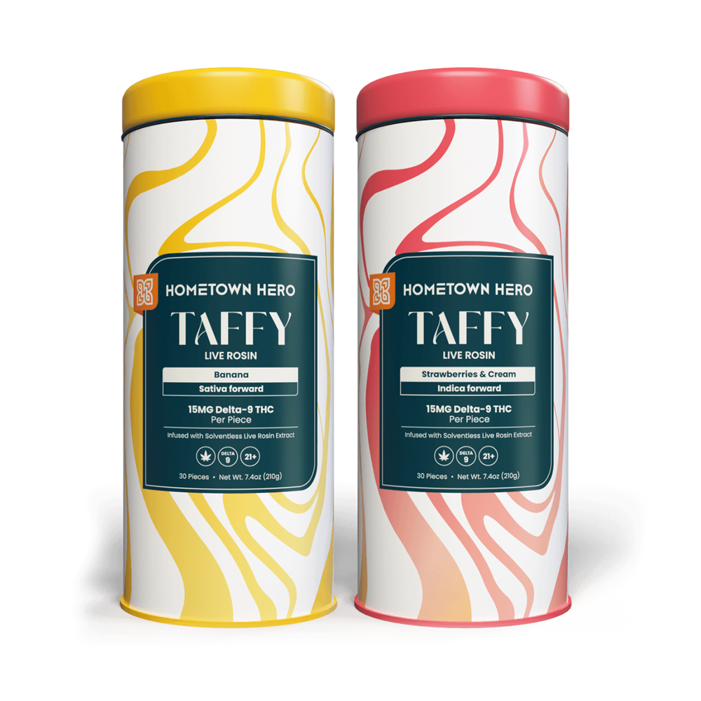 strawberry and banana taffy tins