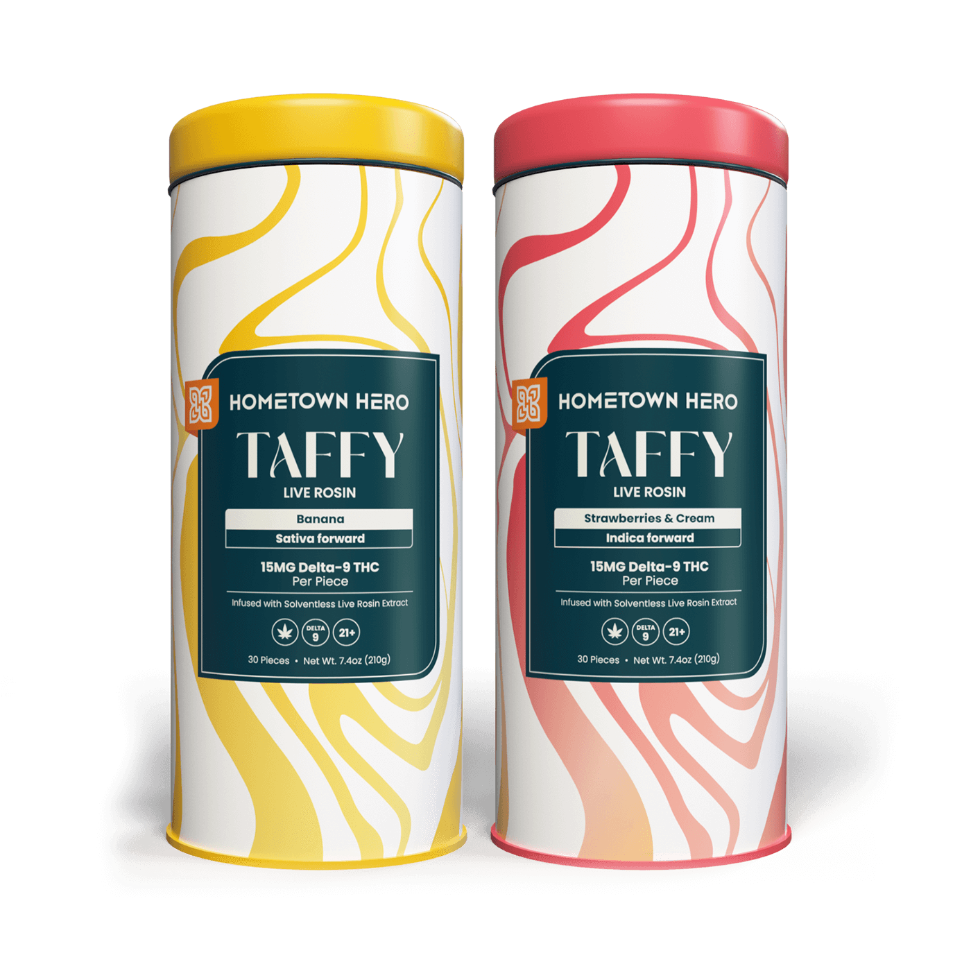 strawberry and banana taffy tins