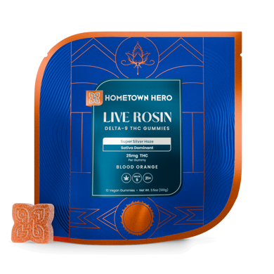 Pack of Blood Orange Sativa Super Silver Haze Live Rosin Gummies