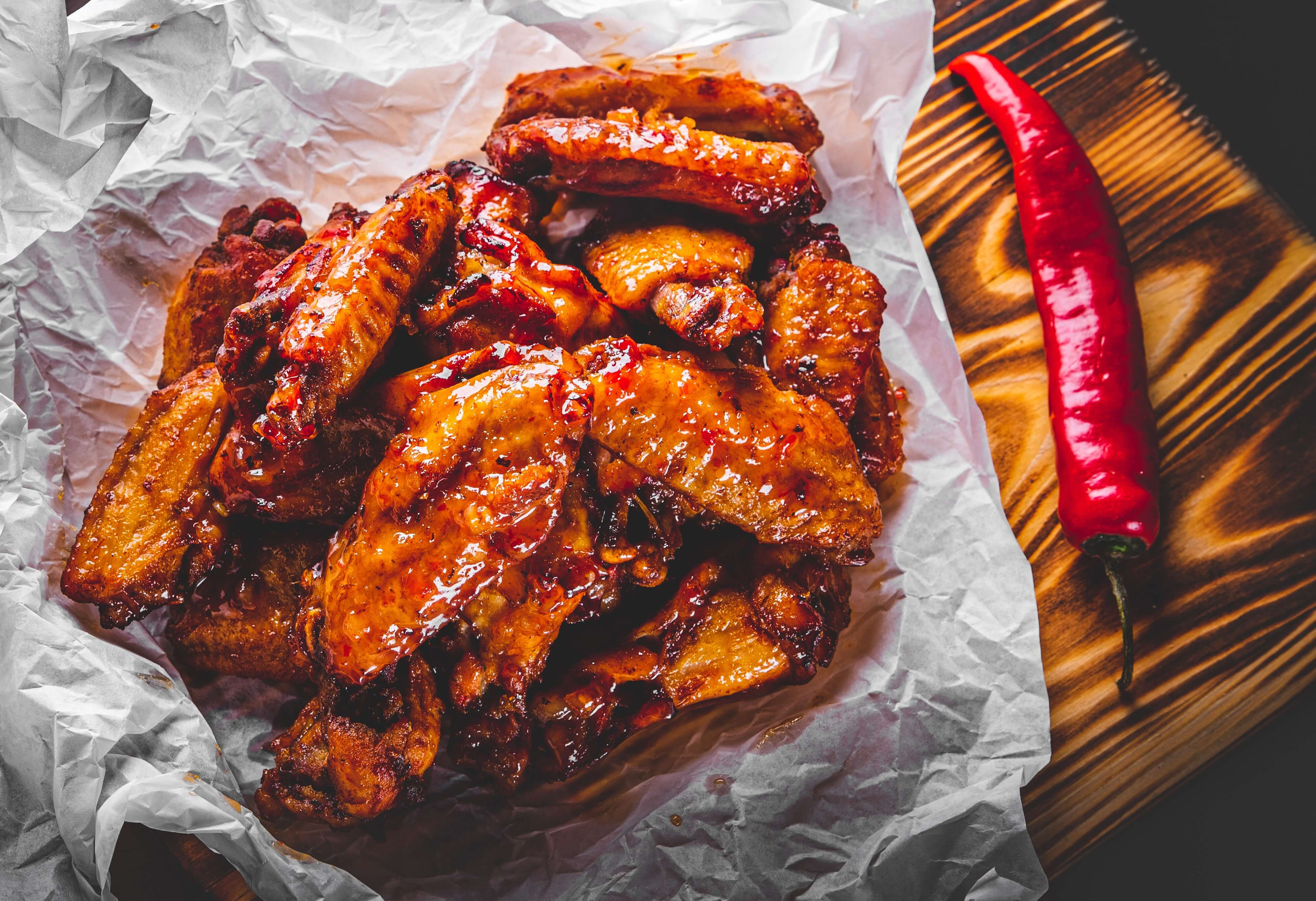 fried chicken wings with a pepper