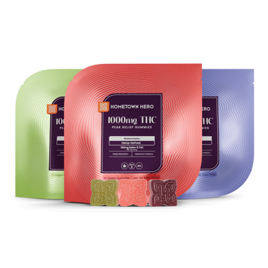 three bags of peak delta-8 gummies