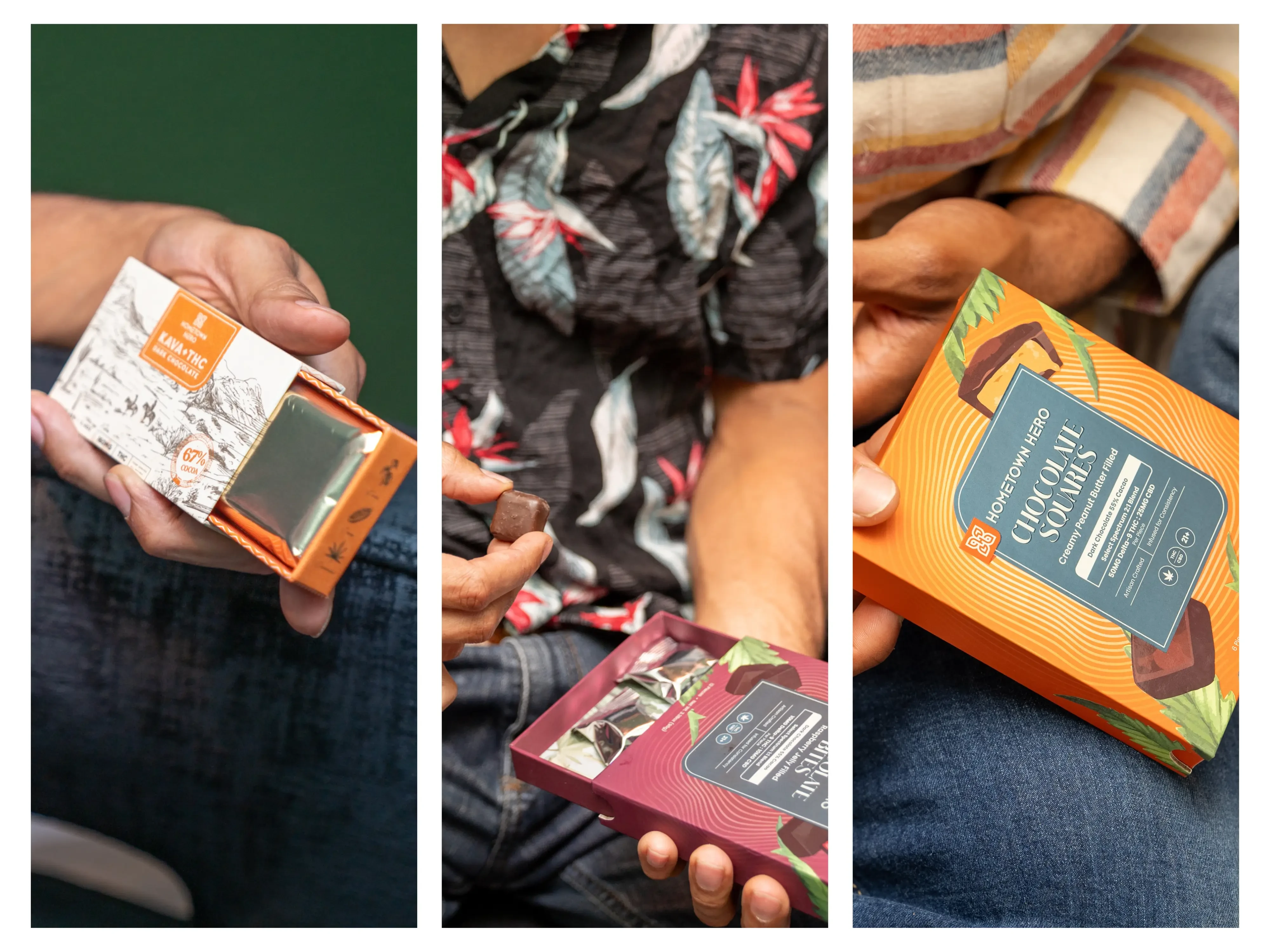 different hometown hero thc chocolate boxes