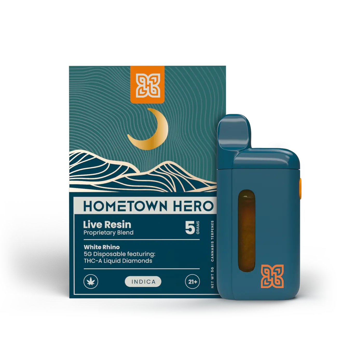 5g Disposable with THC-A Liquid Diamonds and White Rhino Live Resin
